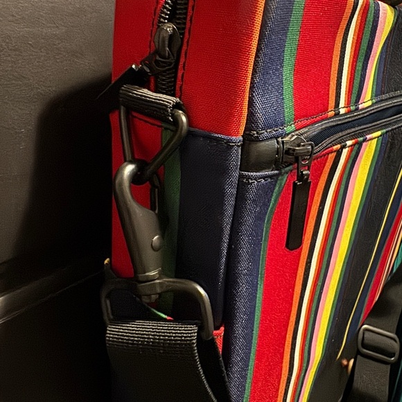 VTG Y2K Padded Cotton Striped Stiff Laptop Bag Side Pocket Colorful NWOT RARE - Picture 6 of 9